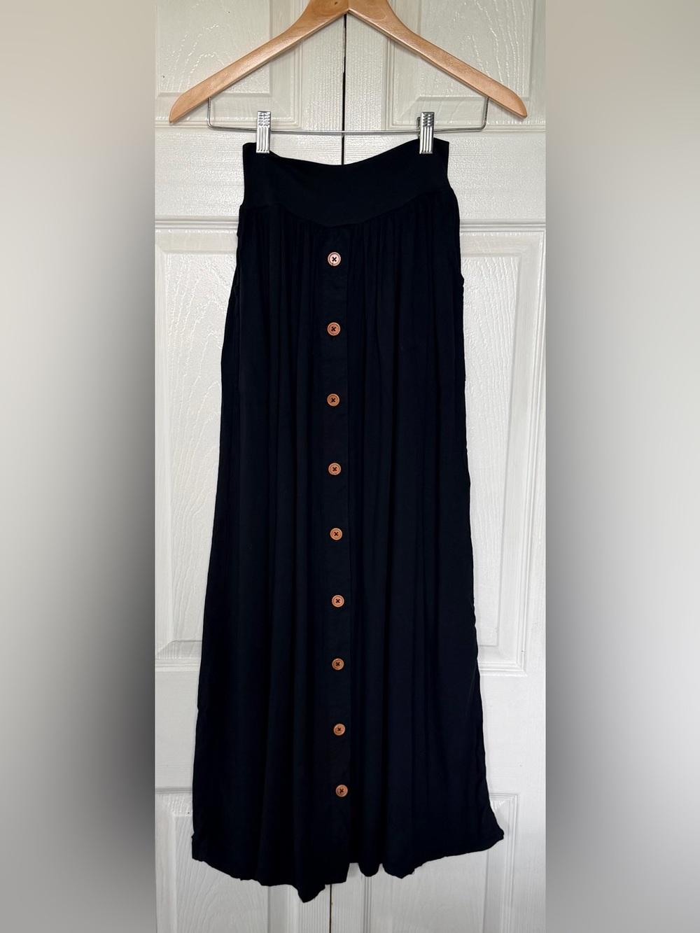 Matilda Jane w/Joanna Gaines Black Maxi Skirt with Brown Buttons